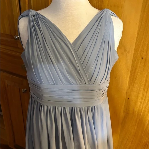 Bridesmaid maxi dress.  Dusty blue color.  Pleated waistband. Size XS - Picture 7 of 9